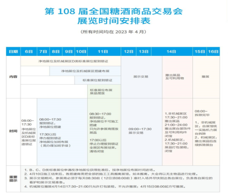 2023年108屆成都全國糖酒會(huì)（春季糖酒會(huì)）展覽時(shí)間安排表